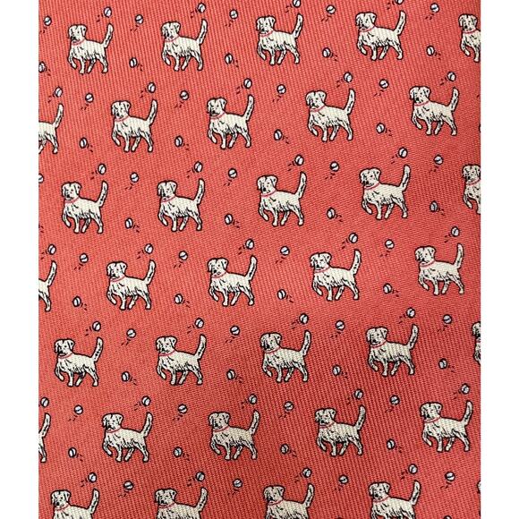 Vineyard Vines Peach Dog Lab Ball FETCH Silk Tie - Picture 1 of 4